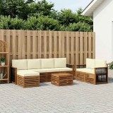 vidaXL Set de canapele de exterior cu pernă 7 pcs Natural și Crem 3384051