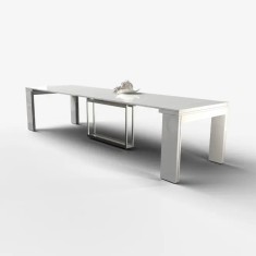 Masa extensibila Flat CONSOLE 6 IN 1 capacitate 14 persoane MDF alb lucios foto