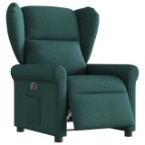 Cumpara ieftin Fotoliu rabatabil electric, verde &icirc;nchis, material textil