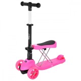 Cumpara ieftin Trotineta 2in1 Nils Fun HLB12 Roz, 3 Roti, LED, Ajustabila, 120mm, Sarcina Max 60kg, Trotineta si Tricicleta Copii