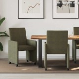 vidaXL Scaune de dining cu roți 2 pcs Verde militar 57 x 66 x 94 cm 42017828