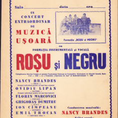 HST A464 Afiș Pitești concert formația Roșu și Negru România comunistă