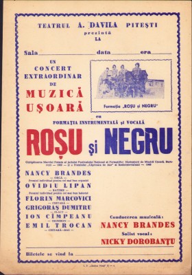 HST A464 Afiș Pitești concert formația Roșu și Negru Rom&amp;acirc;nia comunistă foto
