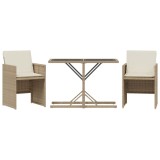 Cumpara ieftin Set bistro cu perne, 3 piese, bej, poliratan