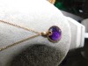 Lantisor aur 14 k , nou, pandant ametist Peru superb, 14k, Mare