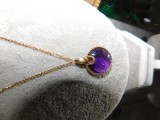 Lantisor aur 14 k , nou, pandant ametist Peru superb
