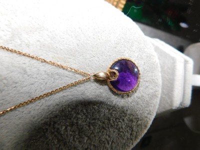 Lantisor aur 14 k , nou, pandant ametist Peru superb foto