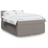 VidaXL Pat box spring cu saltea, gri taupe, 160x200 cm material textil