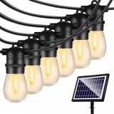 Ghirlanda Luminoasa Solara 15m cu 15 Becuri LED 1W, ST45, E27, IP65, Interconectabila, Bec rezerva i