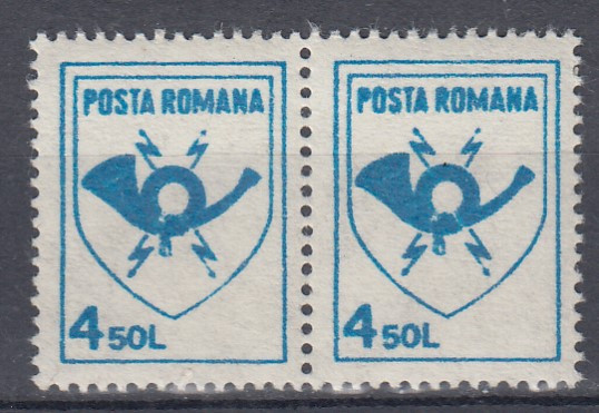 ROMANIA 1991 LP 1253 EMBLEMA POSTEI ROMANE PERECHE MNH