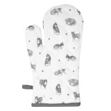 Cumpara ieftin Set 2 manusi bumbac termic alb gri Pisicute 18x30 cm