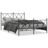 Cumpara ieftin Cadru pat metalic cu tablie de cap/picioare, negru, 140x200 cm