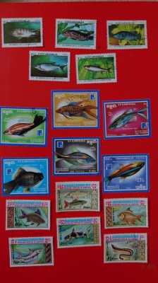 NICARAGUA/CAMBODGEA, PEȘTI - SERII ȘTAMPILATE foto