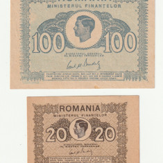 Romania, Set 100 lei 1945 _aUNC + 20 lei 1945_UNC *cod 5