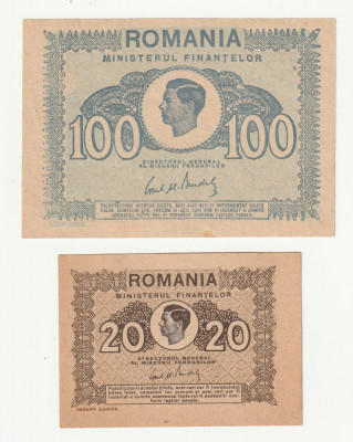 Romania, Set 100 lei 1945 _aUNC + 20 lei 1945_UNC *cod 5 foto