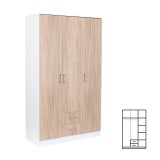 Dulap Miami 120x205 cm, stejar sonoma/alb, 6 rafturi, 2 sertare, lemn, dormitor/hol