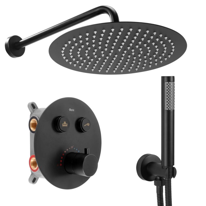 Set de duș incastrat Rea LUNGO Black Matt BOX