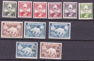 Groenlanda 1938/46/56 fauna MI 1-7/26-27/37-38 MNH foto