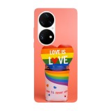 Husa compatibila cu Huawei P50 Pro model Love is love, Silicon, TPU, Viceversa, Transparent, Carcasa