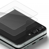 Folie de protectie Ecran Exterior Ringke pentru Samsung Galaxy Z Flip5 F731, Sticla Securizata, Full Glue, Set 2 bucati