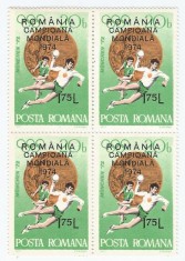 |Romania, LP 846/1974, Romania-Camioana Mond. la Handbal (supr.), bloc 4, MNH
