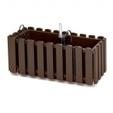 Jardiniera decorativa, suport metalic, sistem irigare,​​​​​​​ maro, 38x18x16.2 cm, Boardee Fencycase W&nbsp;Old