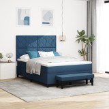 VidaXL Pat cu Arcuri și Saltea Albastră 140x200 cm Țesătură