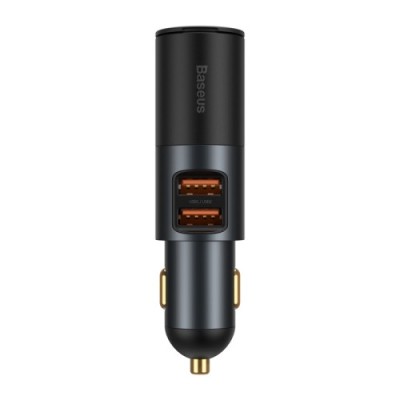 INCARCATOR auto Baseus Share Together, 2 x USB Output 5V/3A, 1 x bricheta auto, total output 120W, pt. bricheta auto, gri &amp;quot;CCBT-D0G&amp;quot; (timbru verde 0.1 foto