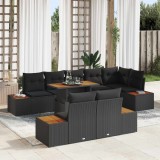 vidaXL Set de canapele pentru grădină 9 pcs Negru Rattan poli 3358817