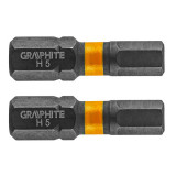 Set biti de impact HEX5X25mm 1/4&quot; 2buc. GRAPHITE 56H508 HardWork ToolsRange