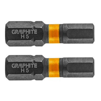 Set biti de impact HEX5X25mm 1/4&amp;quot; 2buc. GRAPHITE 56H508 HardWork ToolsRange foto