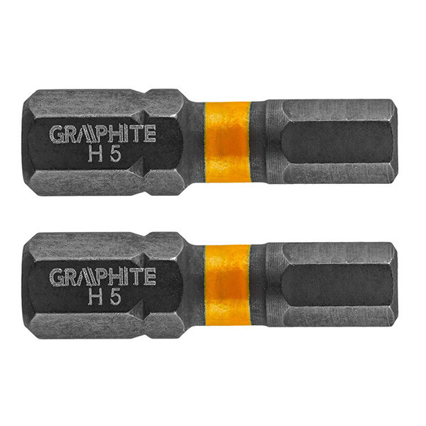 Set biti de impact HEX5X25mm 1/4&quot; 2buc. GRAPHITE 56H508 HardWork ToolsRange