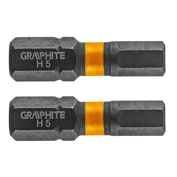 Set biti de impact HEX5X25mm 1/4&quot; 2buc. GRAPHITE 56H508 HardWork ToolsRange