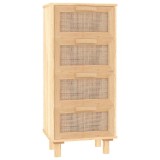 Cumpara ieftin Servanta, maro, 40x30x90 cm, lemn masiv pin si ratan natural