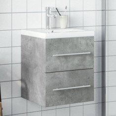 vidaXL Dulap pentru chiuvetă de baie, lavoar încorporat, gri beton