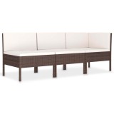 Cumpara ieftin Set mobilier relaxare gradina cu perne 3 piese maro poliratan