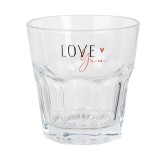Cumpara ieftin Set 6 pahare sticla multicolora Love &Oslash; 8x8 cm / 200 ml