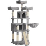 FEANDREA Ansamblu de joaca pentru pisici, tip copac, cu 4 culcusuri si 2 ascunzatoare, 54x49x169cm, gri Household NewTrend