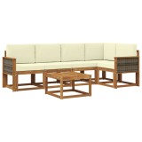 vidaXL Set de canapele de exterior cu pernă 6 pcs Natural și Crem 3385226