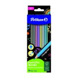 CREIOANE COLOR METALIZATE, HEXAGONALE, SET 10 CULORI, VARF 3MM, BLISTER, Pelikan