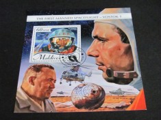 Primul Zbor Spațial cu Echipaj Uman, Yuri Gagarin, Vostok 1 - Bloc Filatelic Maldive
