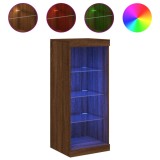 Cumpara ieftin Servanta cu lumini LED, stejar maro, 41x37x100 cm