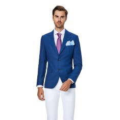 Sacou barbati casual albastru slim S009 foto