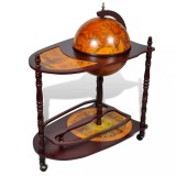 Bar Glob Păm&acirc;ntesc Lemn Eucalipt VidaXL, Suport Sticle Vin, Harta Nautică, Stil Renascentist, 77x45x88cm