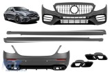 63 Un kit de tuning cu stil de design cu grila GT crom/negru si fuste laterale potrivite pentru Mercedes E-Class W213 2016-2019 cu benzi negre Perform