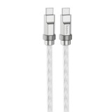 Cablu tipe-c la type-c pd100w, 1m hoco crystal, silver