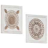 vidaXL Decorațiuni Artă 2 pcs Maro și alb 40 x 40 x 1,5 cm 42046759