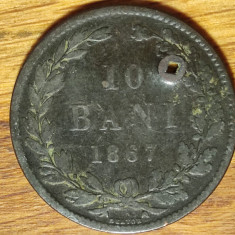 Romania - moneda de colectie istorica - 10 bani 1867 Heaton - patina timpului !