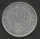 Moneda Romania 1000 Lei 2004, XF++, Aluminiu, Numismatica, Cartonas