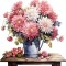 Sticker decorativ, Flori Crizanteme, Roz, 61 cm, 1363STK